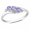 Thumbnail Image 1 of Tanzanite and Diamond Accent Three Stone Ring in 10K White Gold