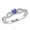 Thumbnail Image 0 of 3.5mm Tanzanite and Diamond Accent Twist Ring in Sterling Silver