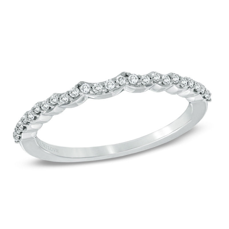 Vera Wang Love Collection 0.16 CT. T.W. Diamond Scalloped Wedding Band in 14K White Gold