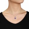Thumbnail Image 3 of 8.0mm Cushion-Cut Amethyst, Tanzanite and Diamond Accent Pendant in Sterling Silver