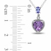 Thumbnail Image 2 of 7.0mm Heart-Shaped Amethyst, Tanzanite and Diamond Accent Drop Pendant in Sterling Silver