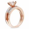Thumbnail Image 2 of 6.0mm Morganite and 0.34 CT. T.W. Diamond Bridal Set in 10K Rose Gold