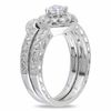 Lab-Created White Sapphire and 0.09 CT. T.W. Diamond Fashion Ring Set in Sterling Silver