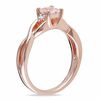 Thumbnail Image 2 of 4.0mm Princess-Cut Morganite and Diamond Accent Promise Ring in Rose Rhodium Sterling Silver