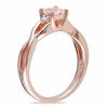 Thumbnail Image 1 of 4.0mm Princess-Cut Morganite and Diamond Accent Promise Ring in Rose Rhodium Sterling Silver