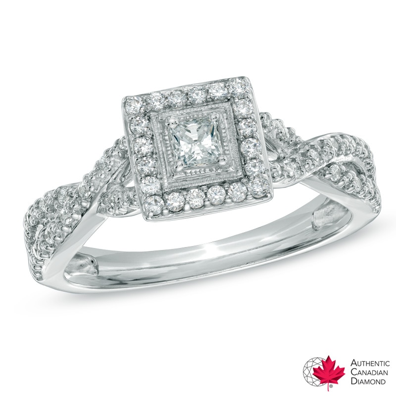 0.40 CT. T.W. Certified Canadian Princess-Cut Diamond Engagement Ring in 14K White Gold (I/I1)|Peoples Jewellers