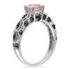 Thumbnail Image 1 of 6.0mm Morganite and 0.23 CT. T.W. Black Diamond Engagement Ring in 10K White Gold