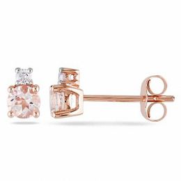 4.0mm Morganite and Diamond Accent Earrings in 10K Rose Gold