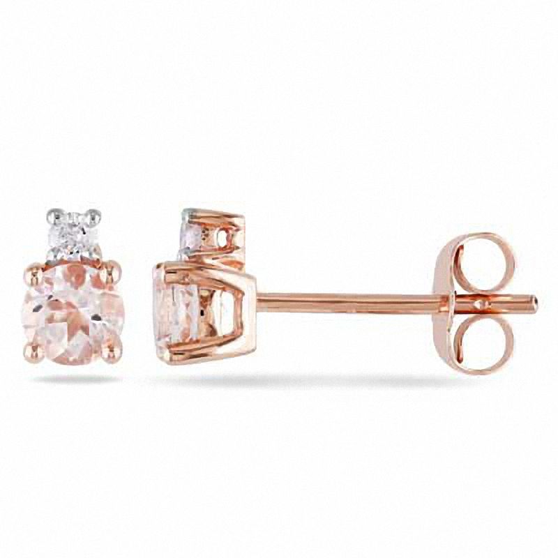 4.0mm Morganite and Diamond Accent Earrings in 10K Rose Gold