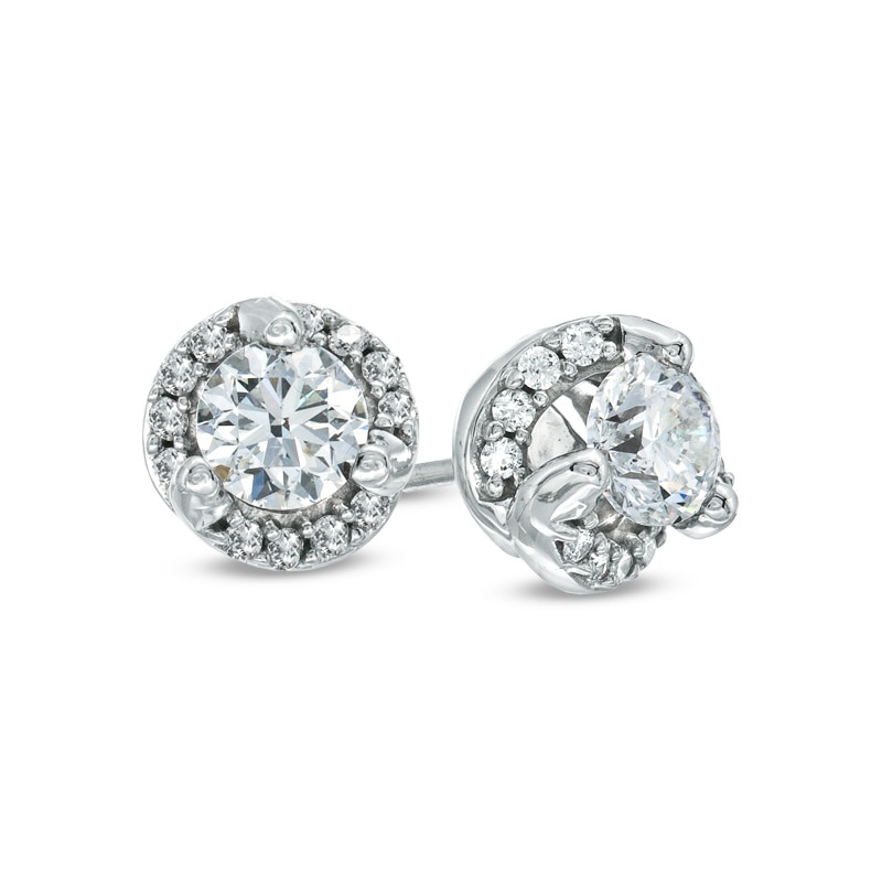 0.80 CT. T.W. Diamond Swirl Stud Earrings in 10K White Gold|Peoples Jewellers