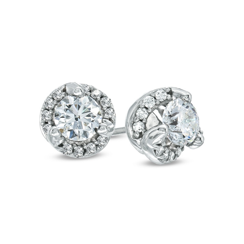 Main Image 1 of 0.80 CT. T.W. Diamond Swirl Stud Earrings in 10K White Gold