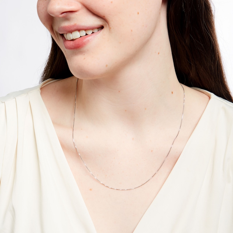 Main Image 2 of 0.9mm Box Chain Necklace in Sterling Silver - 18"
