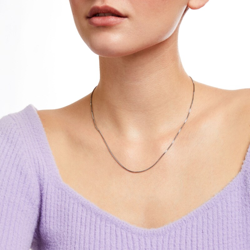 Main Image 2 of 1.3mm Box Chain Necklace in Sterling Silver - 18"