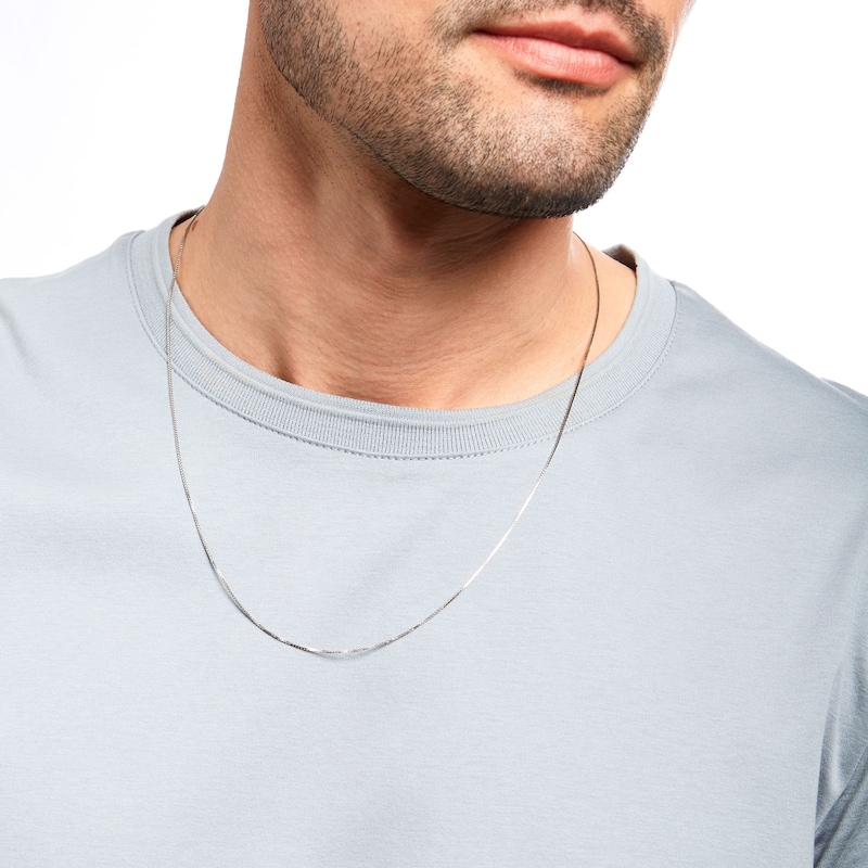 Main Image 3 of Ladies' Adjustable 0.8mm Box Chain Necklace in Sterling Silver - 22"