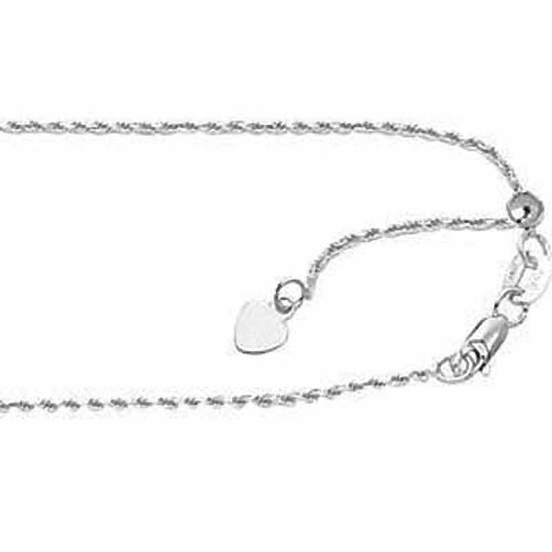 Main Image 2 of Ladies' 1.0mm Adjustable Rope Chain Necklace in Sterling Silver - 22"