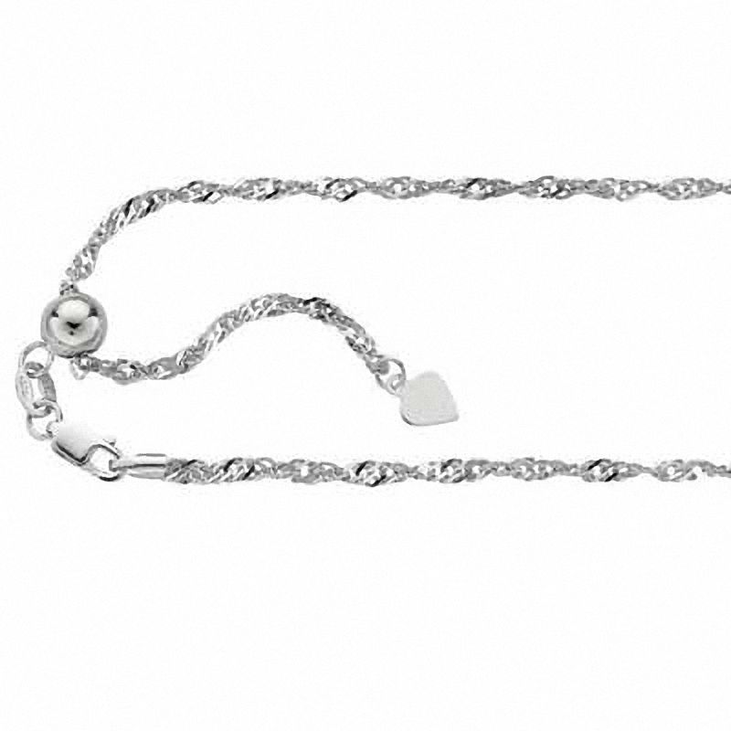 Main Image 2 of Ladies' 1.5mm Adjustable Singapore Chain Necklace in Sterling Silver - 22"