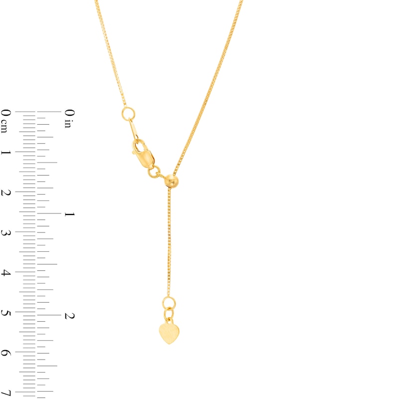 Main Image 3 of Ladies' 0.7mm Adjustable Box Chain Necklace in 10K Gold - 22"