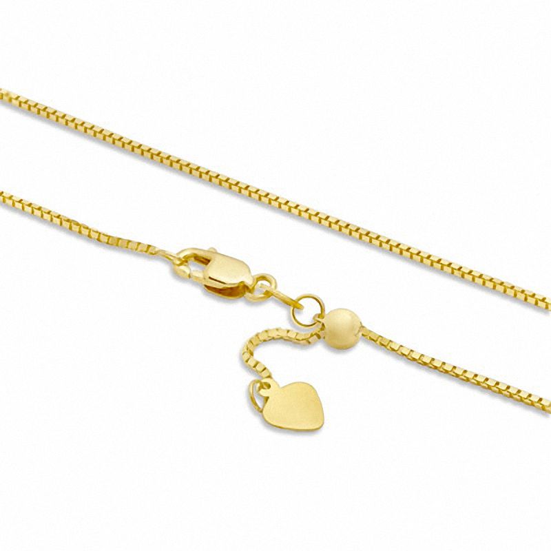 0.85mm Adjustable Box Chain Necklace in 10K Gold - 22"