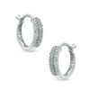 Thumbnail Image 1 of 0.09 CT. T.W. Diamond Triple Row Hoop Earrings in Sterling Silver