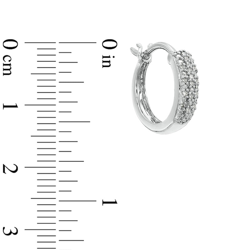 Main Image 2 of 0.09 CT. T.W. Diamond Triple Row Hoop Earrings in Sterling Silver