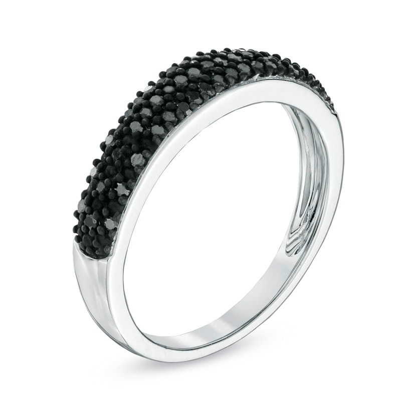 Main Image 2 of 0.18 CT. T.W. Black Diamond Triple Row Wedding Band in Sterling Silver