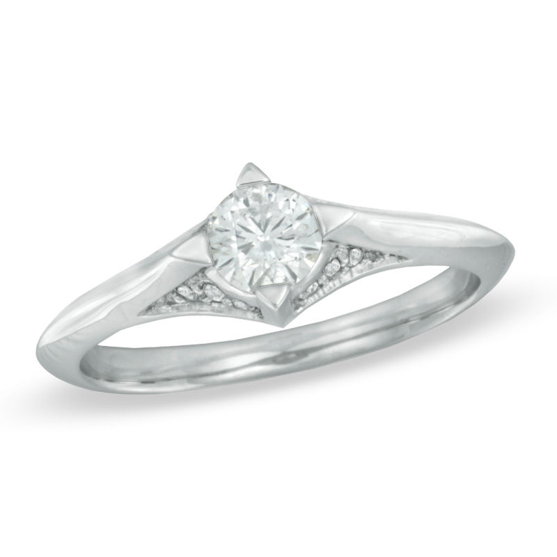 0.45 CT. T.W. Certified Canadian Diamond Engagement Ring in 14K White Gold (I/I1)