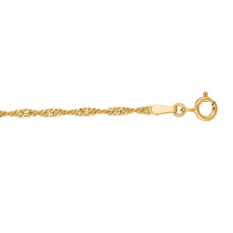 030 Gauge Singapore Chain Necklace in 10K Gold - 22"