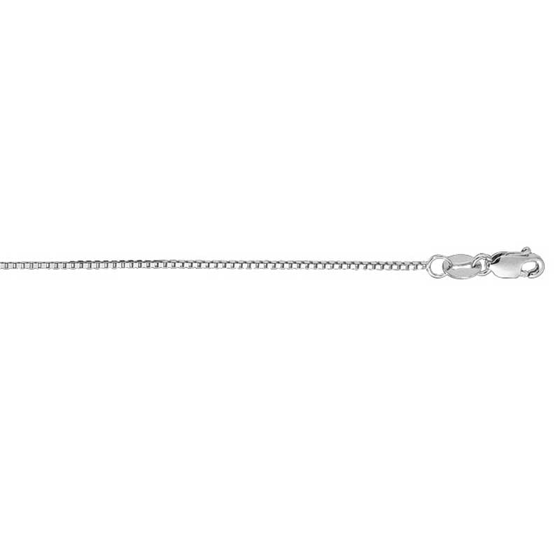 053 Gauge Box Chain Necklace in 10K White Gold - 24"