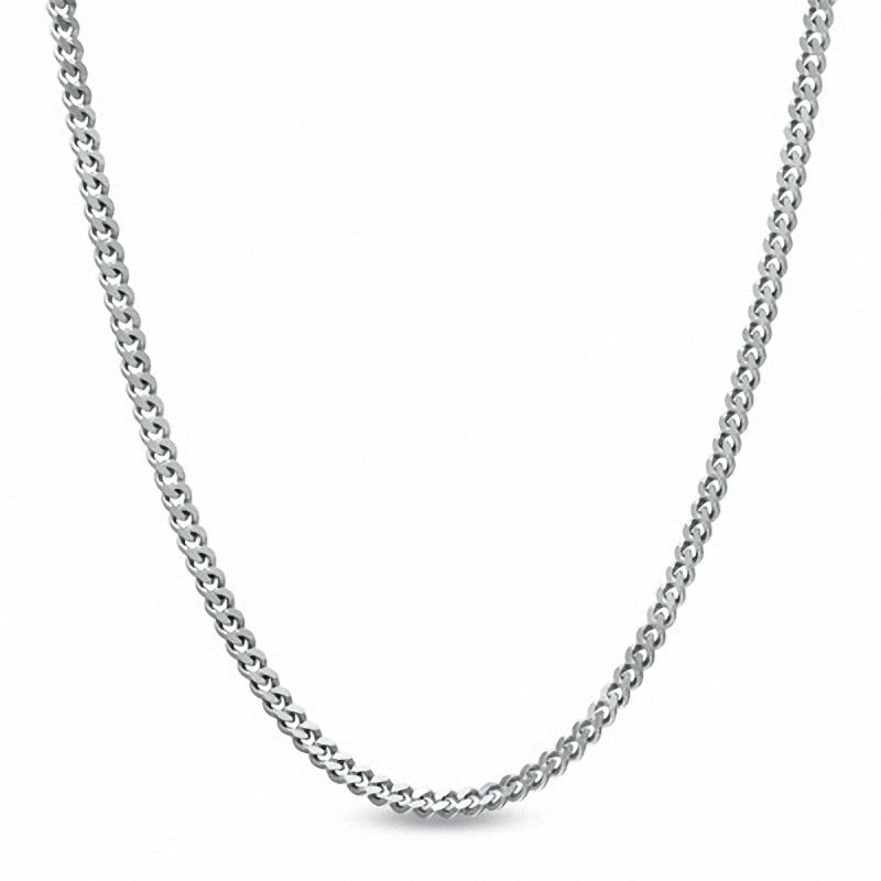 1.0mm Gourmette Chain Necklace in 10K White Gold - 18"|Peoples Jewellers