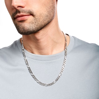 Men's 6.5mm Figaro Chain Necklace in Sterling Silver - 22"