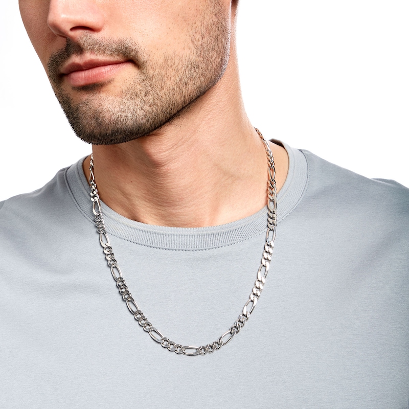 Men's 6.5mm Figaro Chain Necklace in Sterling Silver - 22"