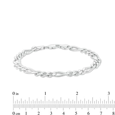 Men's 7.0mm Figaro Chain Bracelet in Sterling Silver - 8.5"