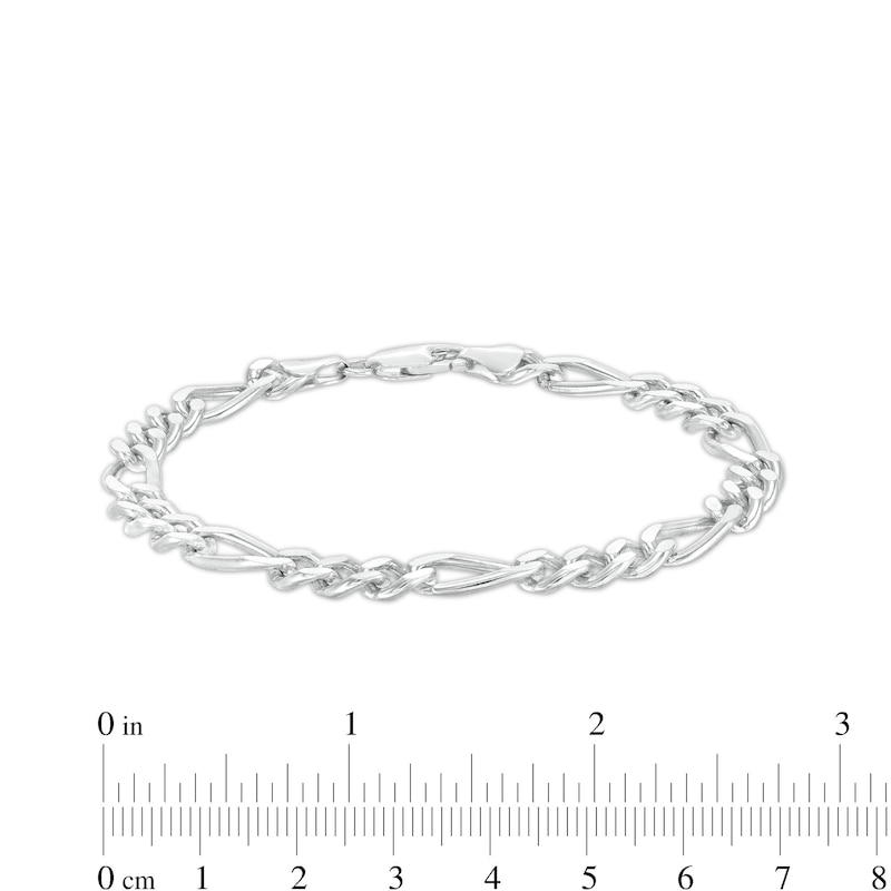 Main Image 4 of Men's 7.0mm Figaro Chain Bracelet in Sterling Silver - 8.5"