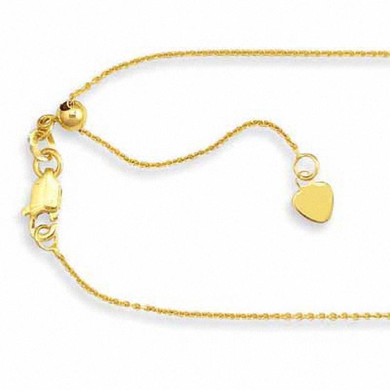 Main Image 2 of Ladies' 0.9mm Adjustable Cable Chain Necklace in 10K Gold - 22"