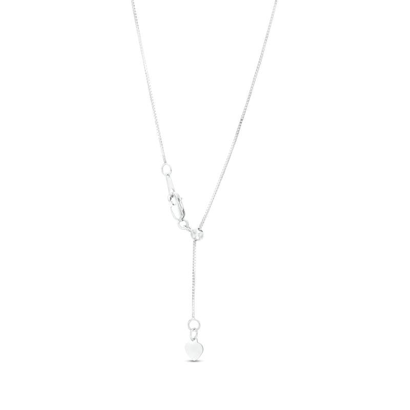 Main Image 3 of Ladies' 0.7mm Adjustable Box Chain Necklace in 10K White Gold - 22"