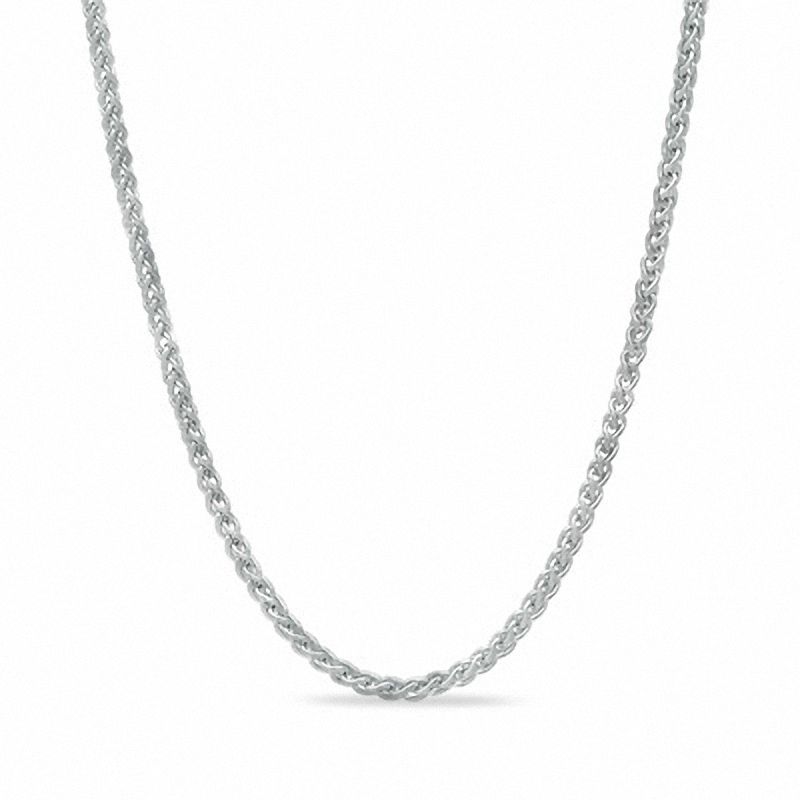 Main Image 1 of Adjustable 1.0mm Wheat Chain Necklace in 10K White Gold  - 22"