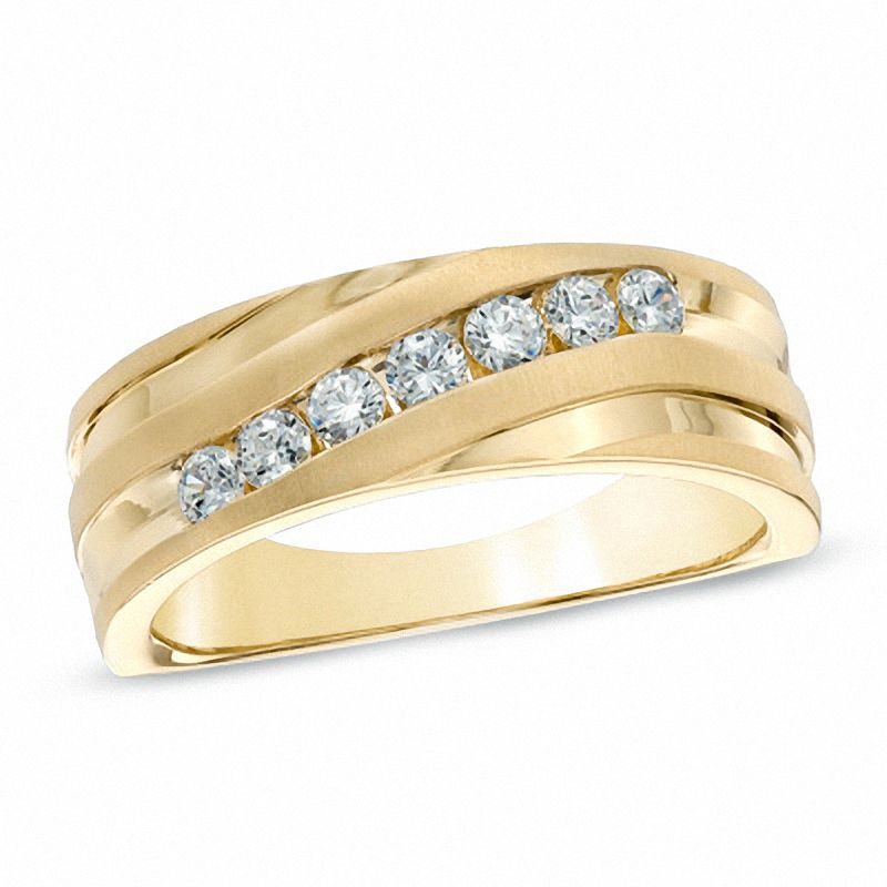 Peoples Jewellers Men s CT. T.W. Diamond Wedding Band in 10K Gold Peoples Jewellers Southcentre Mall
