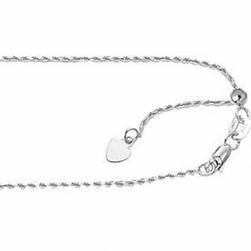 1.1mm Adjustable Rope Chain Necklace in 14K White Gold - 22"