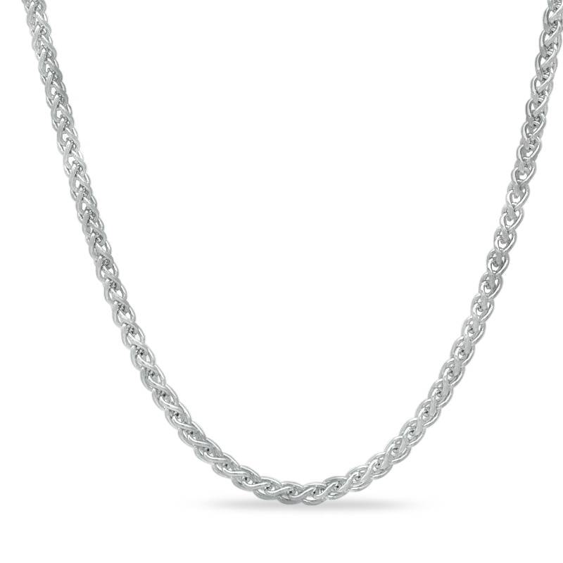 Adjustable 1.0mm Wheat Chain Necklace in 14K White Gold - 22"