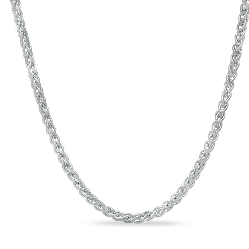 Adjustable 1.0mm Wheat Chain Necklace in 14K White Gold - 22"|Peoples Jewellers