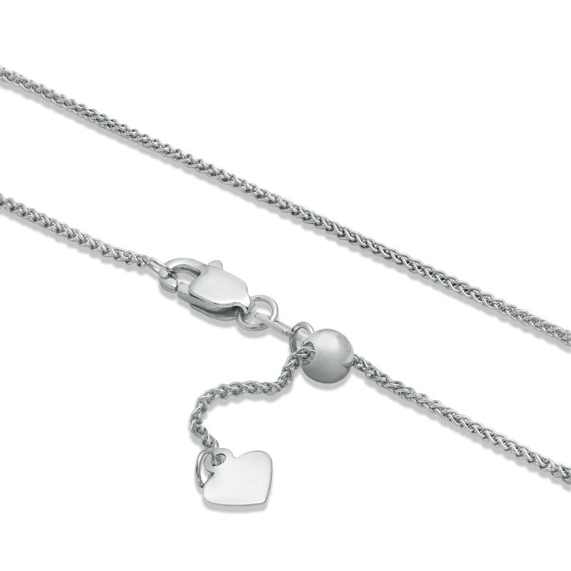 Main Image 2 of Adjustable 1.0mm Wheat Chain Necklace in 14K White Gold - 22"