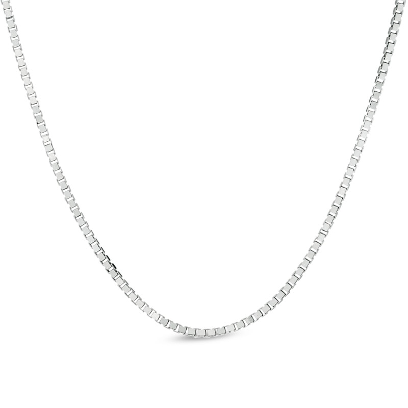 0.6mm Box Chain Necklace in 14K White Gold - 16"|Peoples Jewellers