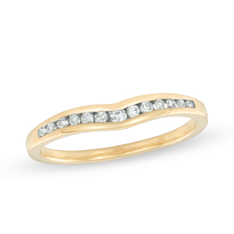0.14 CT. T.W. Diamond Contour Wedding Band in 14K Gold