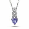 Thumbnail Image 0 of 5.0mm Heart-Shaped Tanzanite and Diamond Accent Filigree Pendant in 10K White Gold - 17"