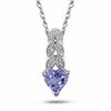 5.0mm Heart-Shaped Tanzanite and Diamond Accent Filigree Pendant in 10K White Gold - 17"