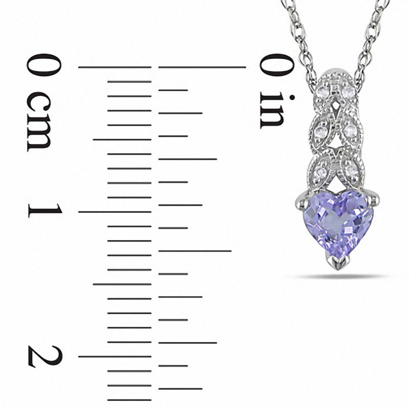5.0mm Heart-Shaped Tanzanite and Diamond Accent Filigree Pendant in 10K White Gold - 17"