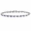 Thumbnail Image 1 of Pear-Shaped Tanzanite and "X" Link Alternating Line Bracelet in Sterling Silver