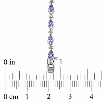 Pear-Shaped Tanzanite and "X" Link Alternating Line Bracelet in Sterling Silver