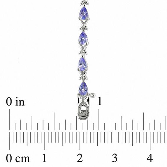 Pear-Shaped Tanzanite and "X" Link Alternating Line Bracelet in Sterling Silver