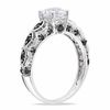 6.0mm Lab-Created White Sapphire and 0.23 CT. T.W. Black Diamond Engagement Ring in 10K White Gold